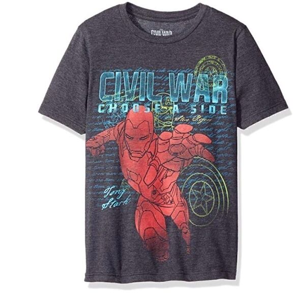 Marvel Big Boys Civil War Iron Man T-SHIRT SIZE 8 - Picture 1 of 1